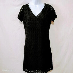 DW3 for David Warren Women's Size 6  Black Lace Minimalist Classic Lined Dress
